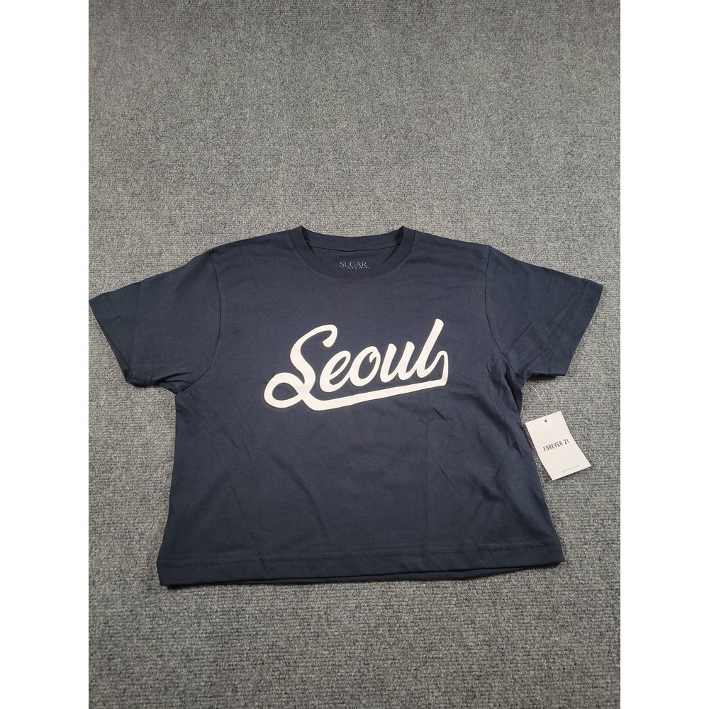Seoul Graphic Crop Tee - Navy